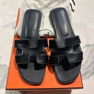 Hermes Black Sandals